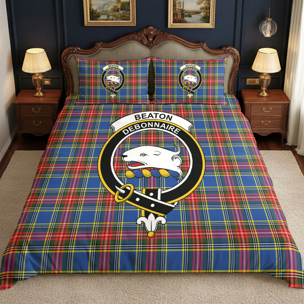 Beaton Modern Tartan Crest Bedding Set