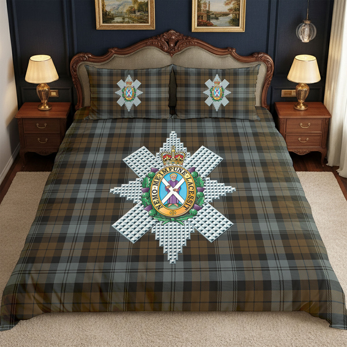Black Watch Weathered Tartan Crest Bedding Set