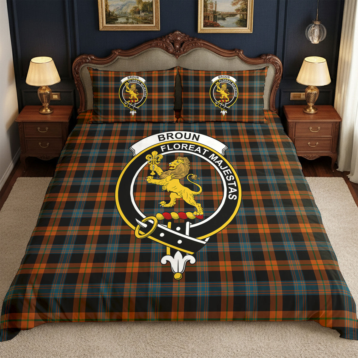 Broun Ancient Tartan Crest Bedding Set