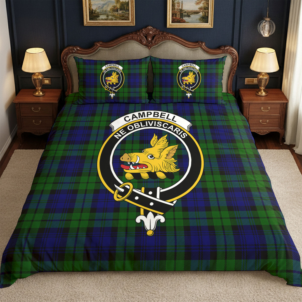 Campbell Modern Tartan Crest Bedding Set