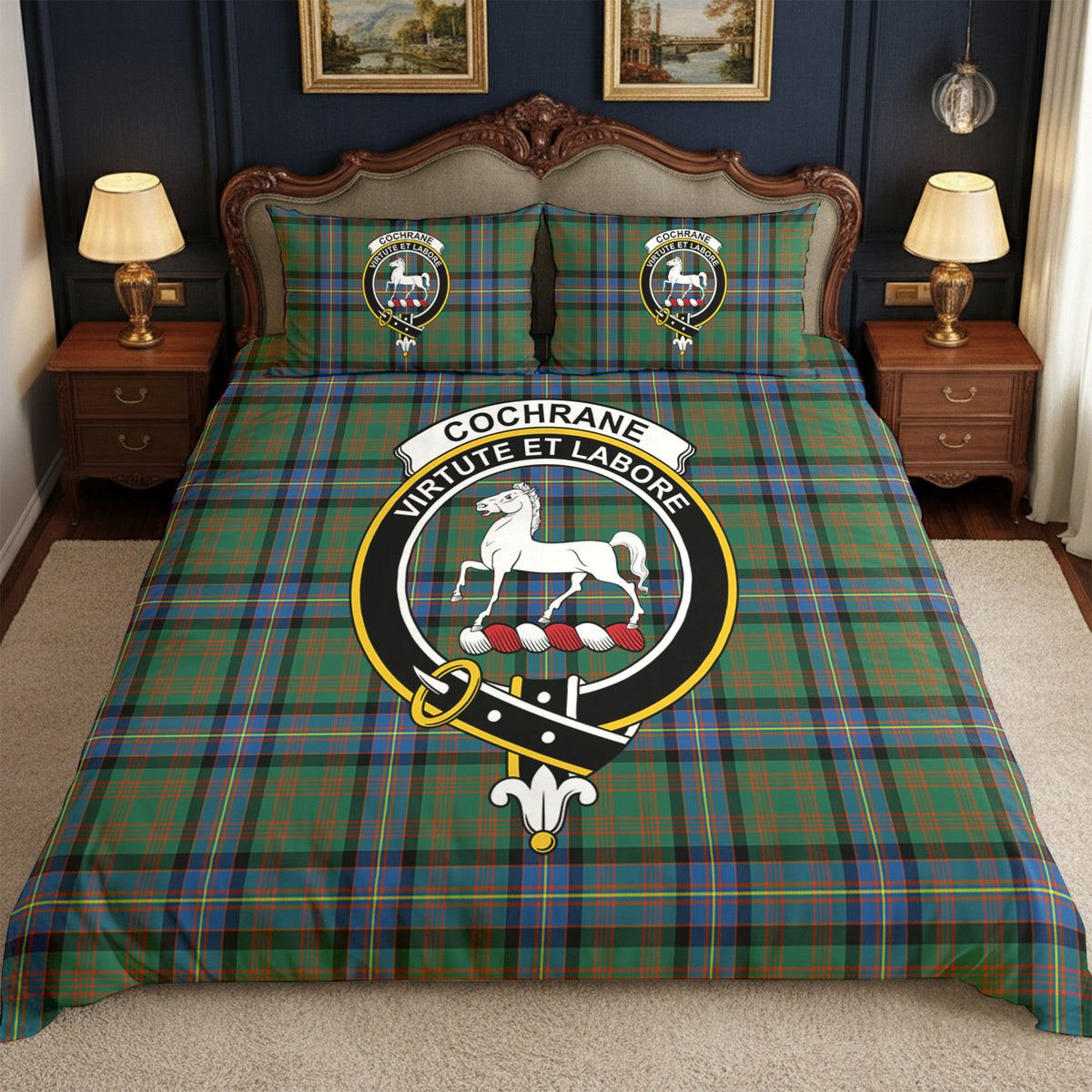 Cochrane Ancient Tartan Crest Bedding Set