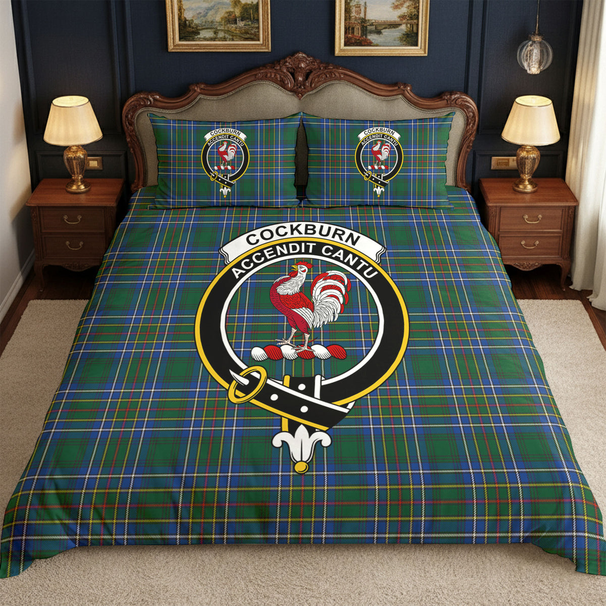 Cockburn Ancient Tartan Crest Bedding Set
