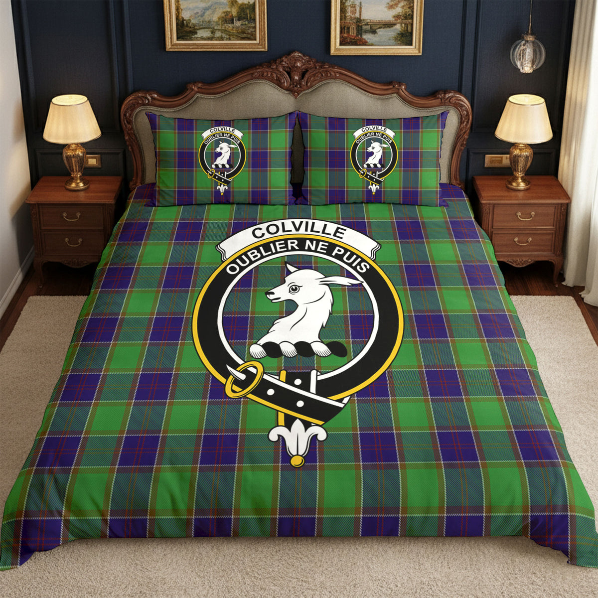 Colville Tartan Crest Bedding Set