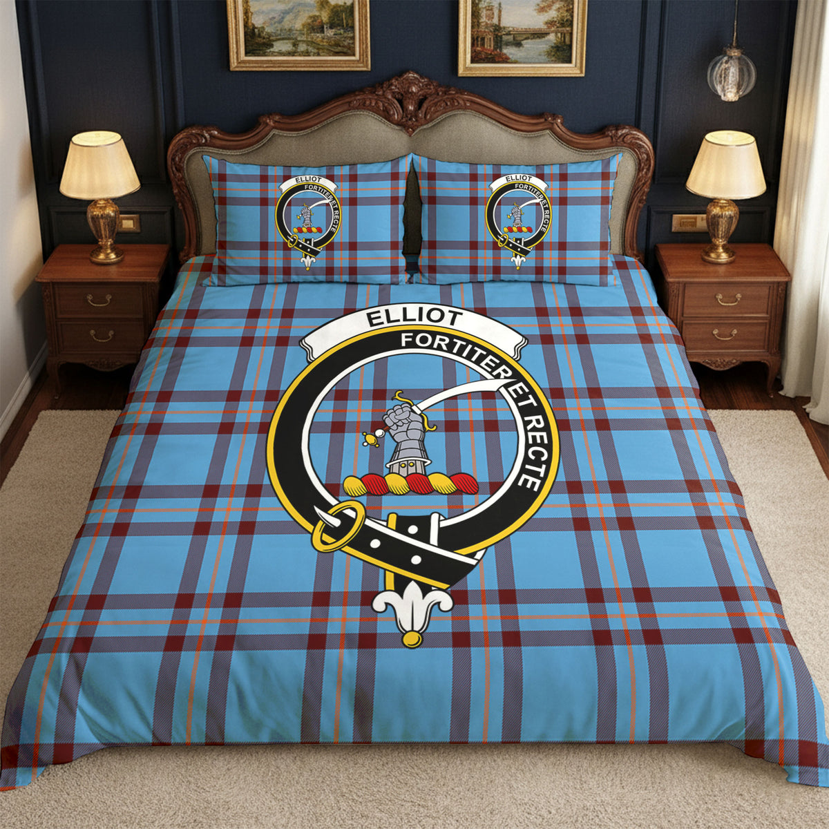 Elliot Ancient Tartan Crest Bedding Set