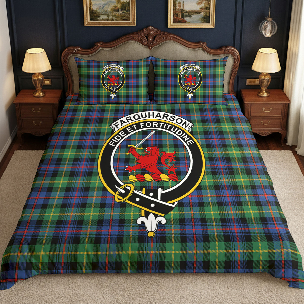 Farquharson Ancient Tartan Crest Bedding Set