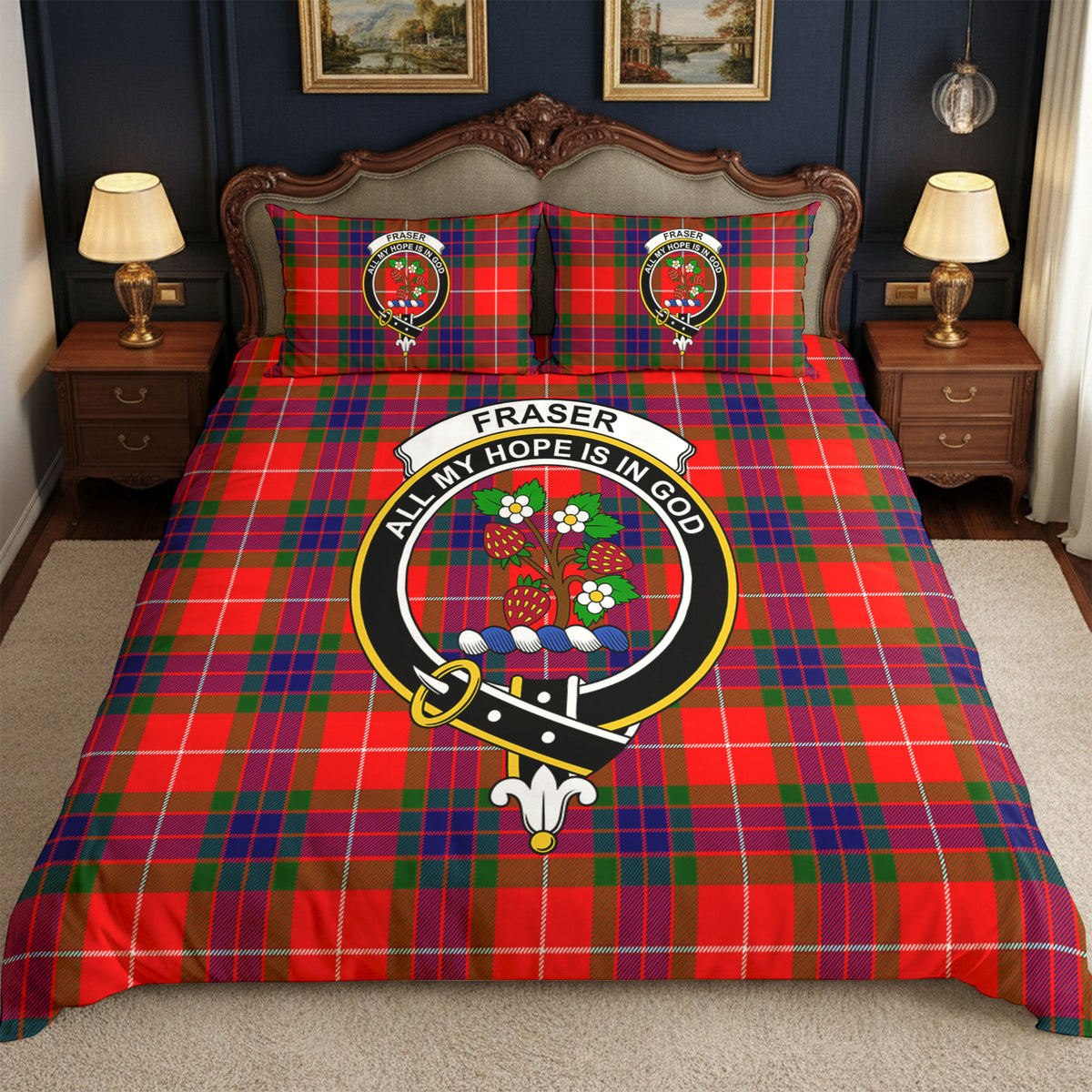Fraser Tartan Crest Bedding Set