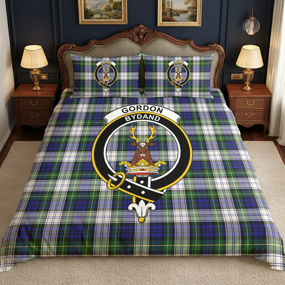 Gordon Dress Modern Tartan Crest Bedding Set