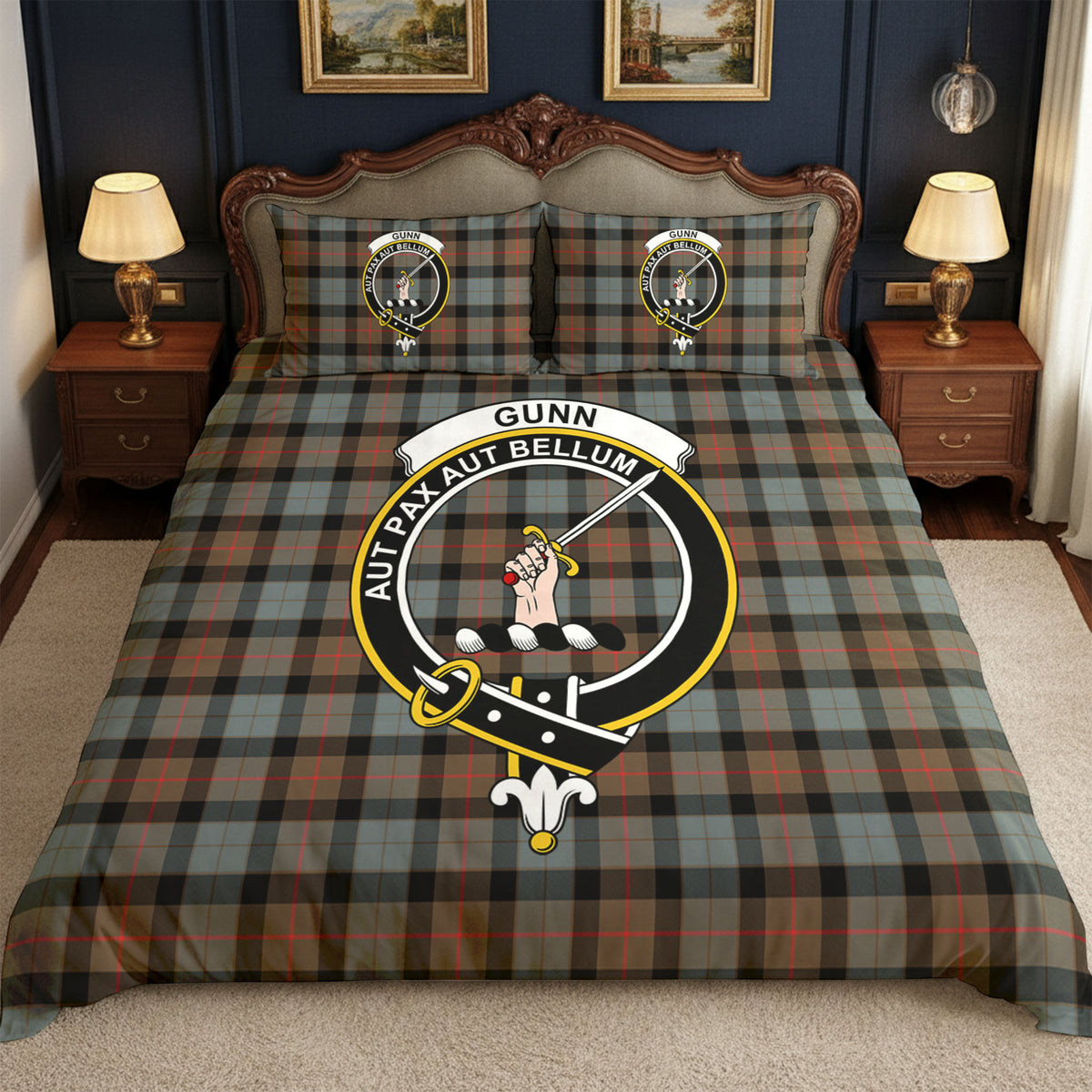 Gunn Weathered Tartan Crest Bedding Set