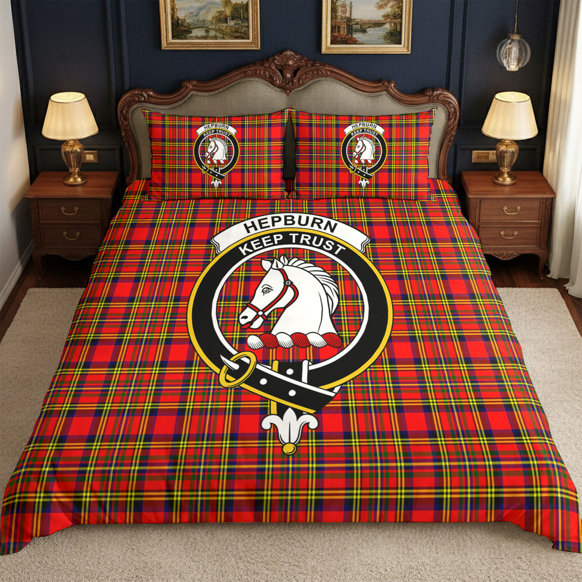 Hepburn Tartan Crest Bedding Set