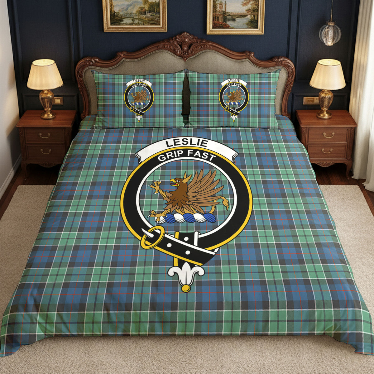 Leslie Hunting Ancient Tartan Crest Bedding Set