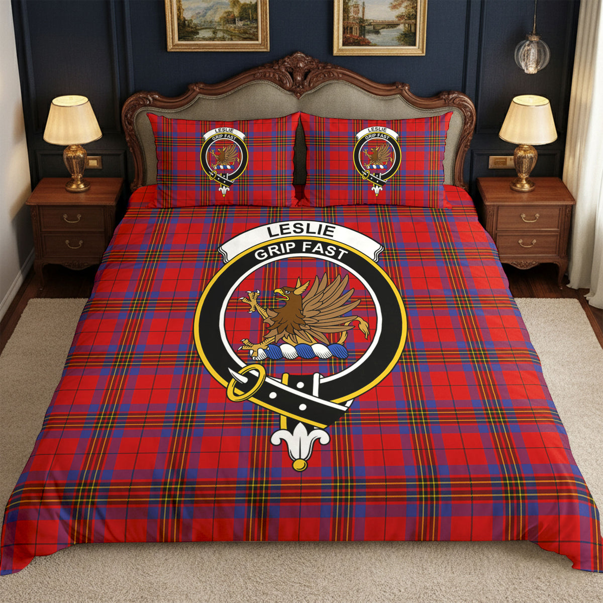 Leslie Modern Tartan Crest Bedding Set