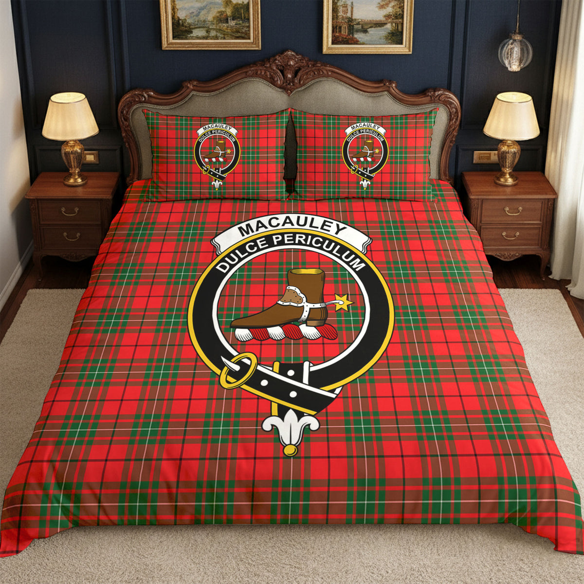 MacAuley Modern Tartan Crest Bedding Set