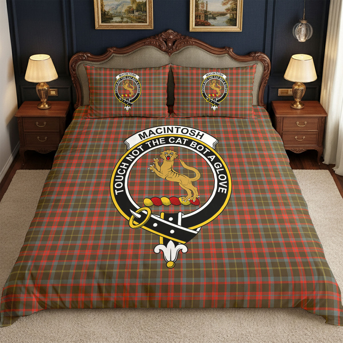 MacIntosh Hunting Weathered Tartan Crest Bedding Set