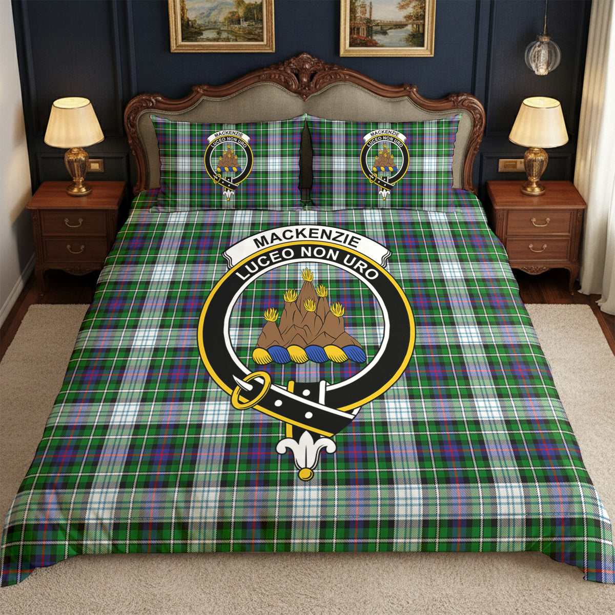 MacKenzie Dress Modern Tartan Crest Bedding Set