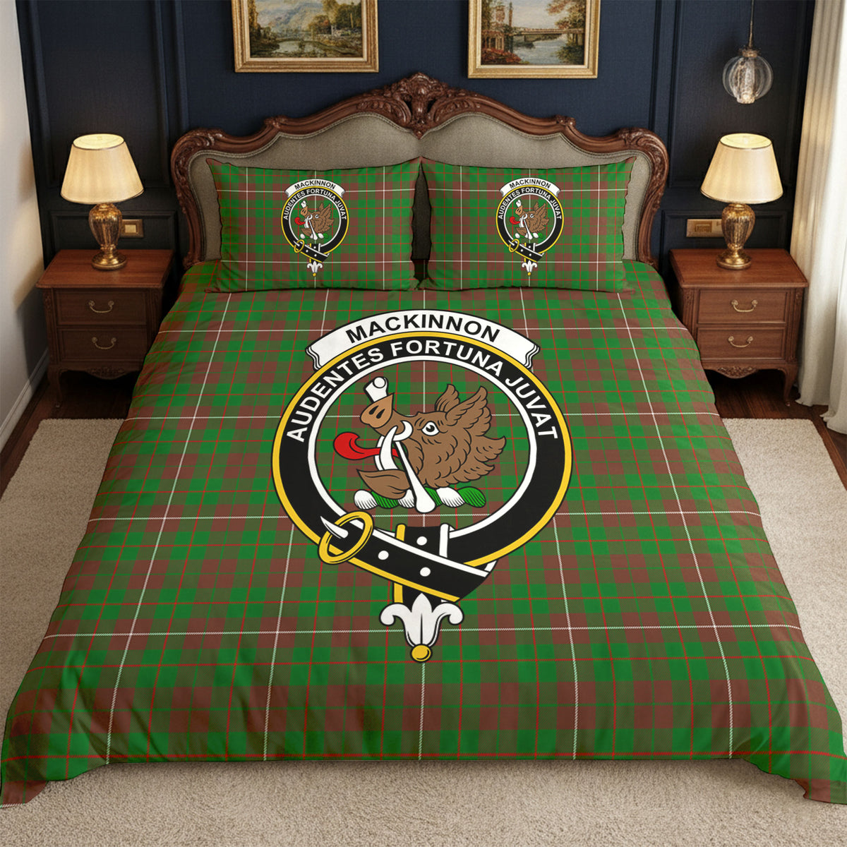 MacKinnon Hunting Modern Tartan Crest Bedding Set