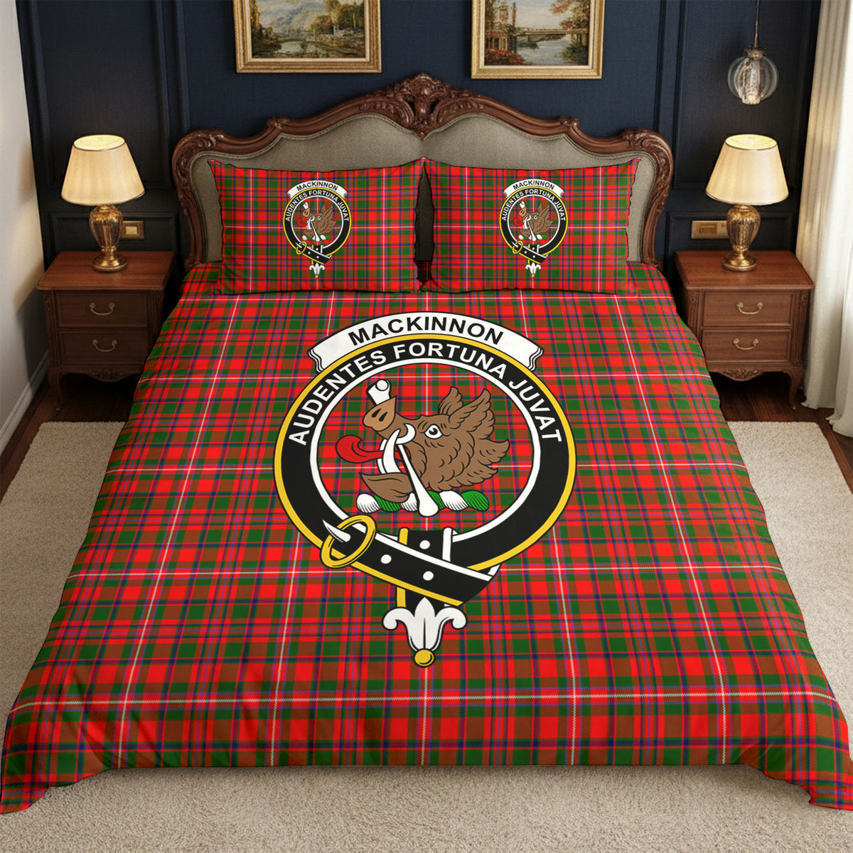 MacKinnon Modern Tartan Crest Bedding Set
