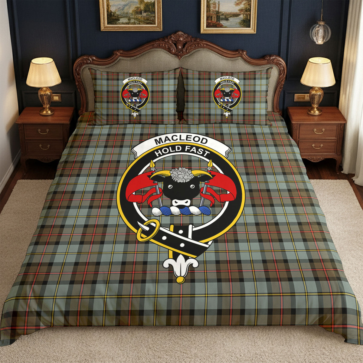 MacLeod of Harris Weathered Tartan Crest Bedding Set