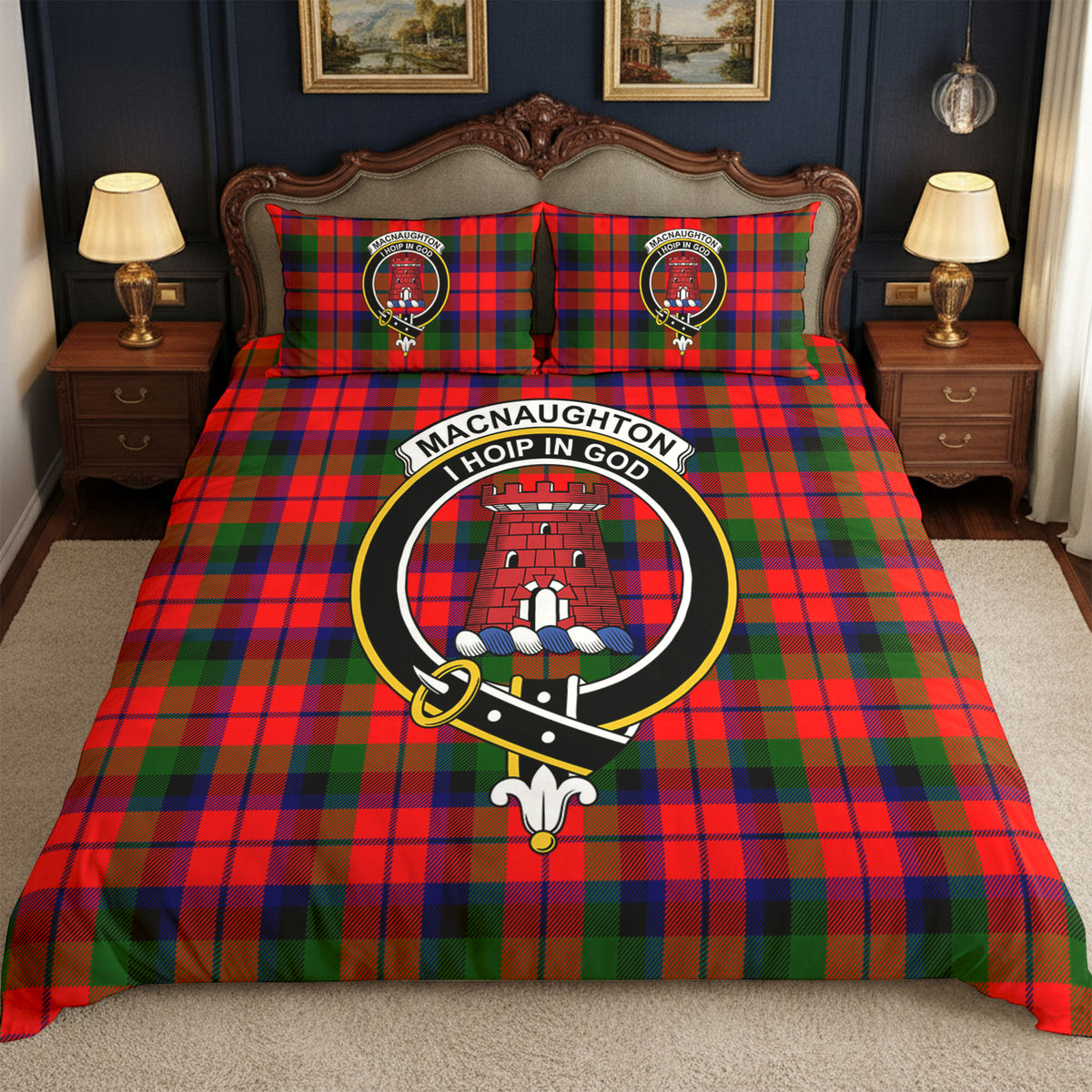 MacNaughton Modern Tartan Crest Bedding Set