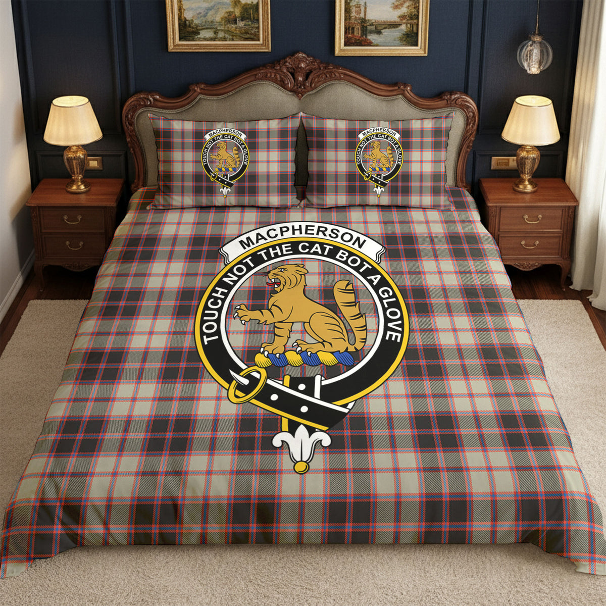 MacPherson Hunting Ancient Tartan Crest Bedding Set
