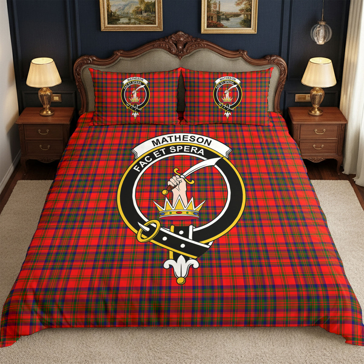 Matheson Modern Tartan Crest Bedding Set