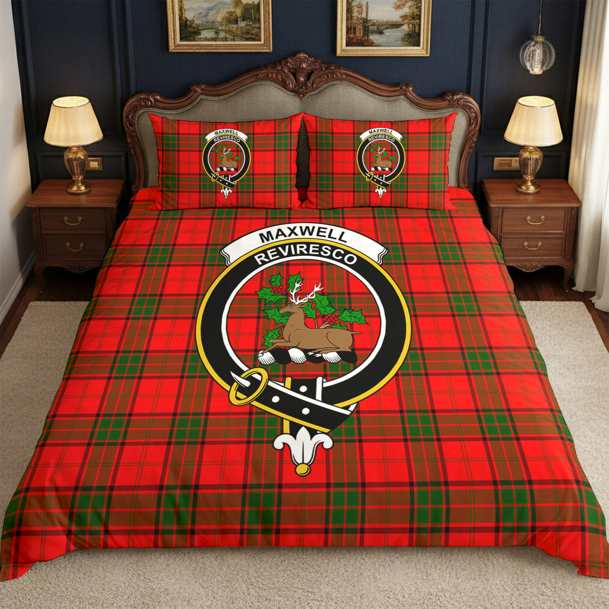Maxwell Modern Tartan Crest Bedding Set