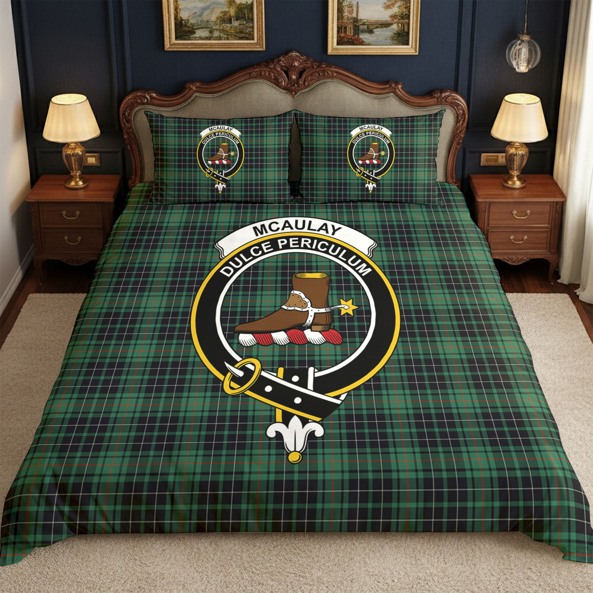McAulay Hunting Ancient Tartan Crest Bedding Set