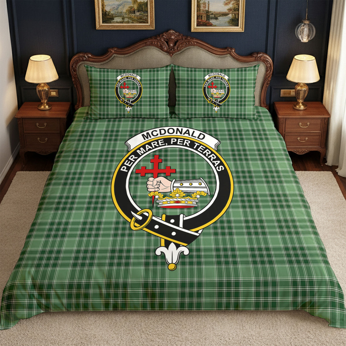 McDonald Lord of the Isles Hunting Tartan Crest Bedding Set