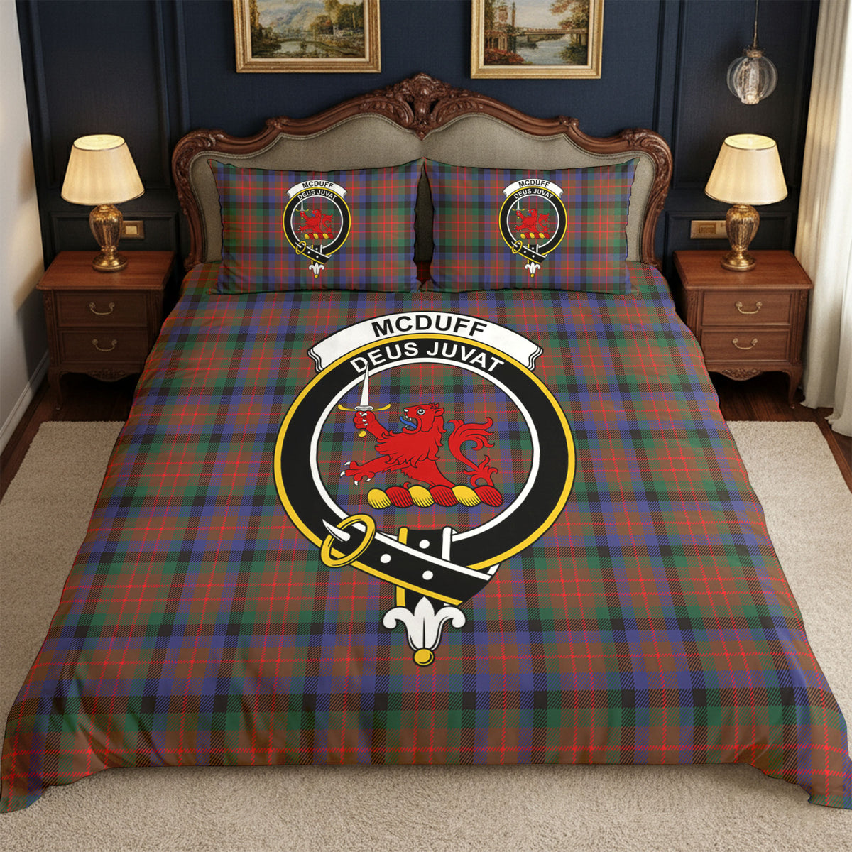 McDuff Hunting Modern Tartan Crest Bedding Set