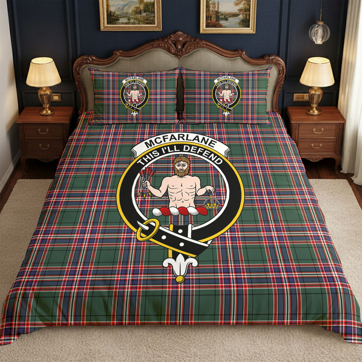 McFarlane Hunting Modern Tartan Crest Bedding Set