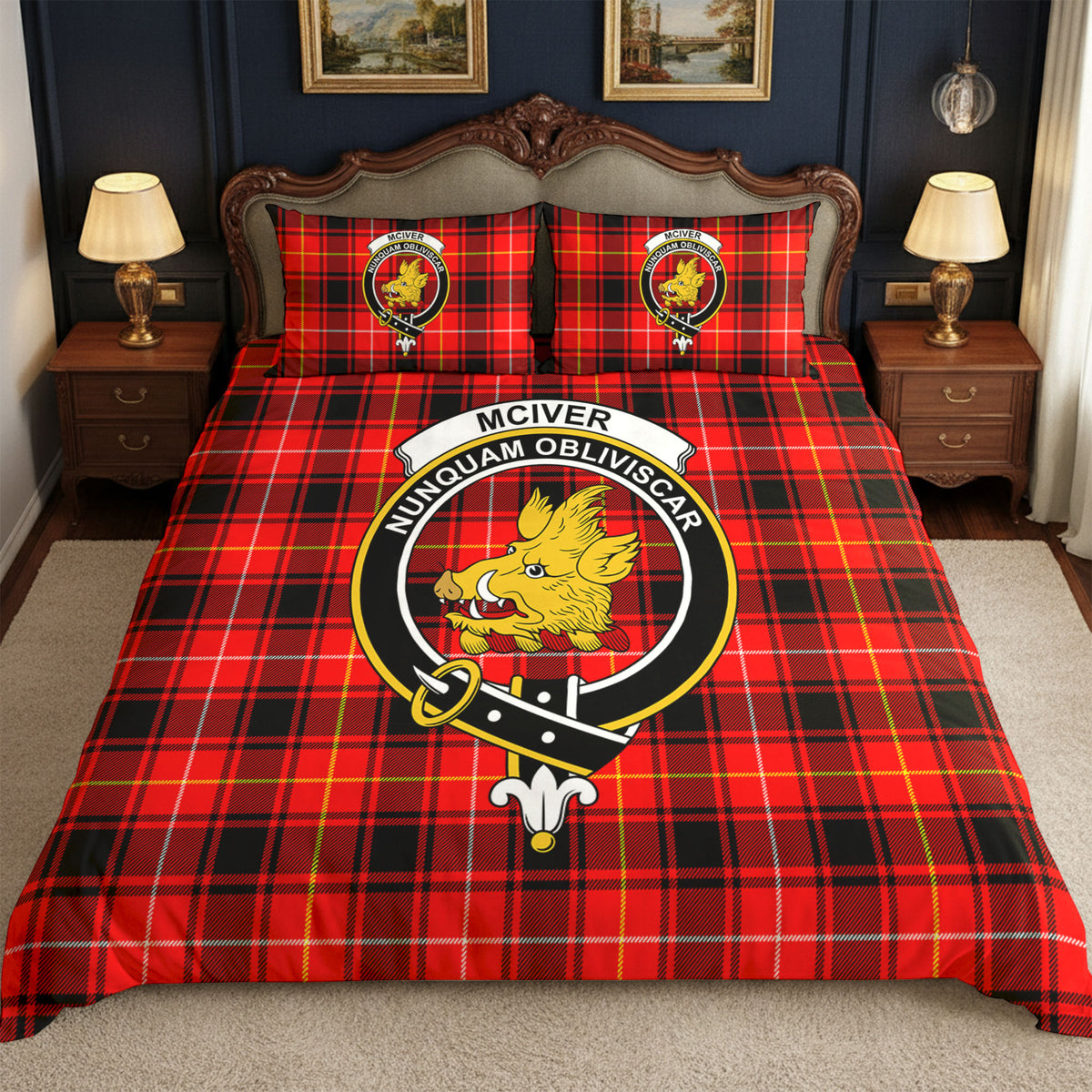 McIver Modern Tartan Crest Bedding Set