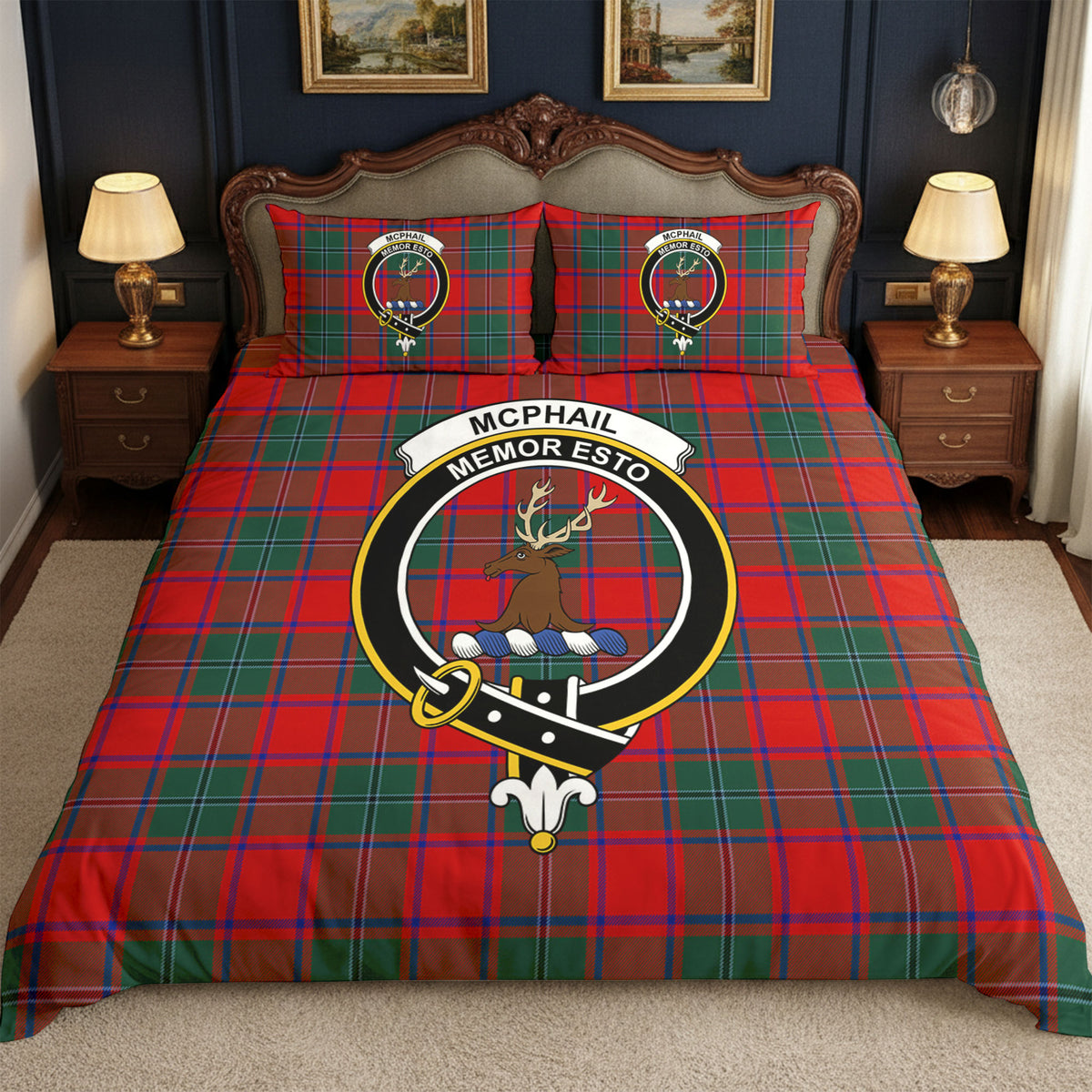 McPhail Clan Tartan Crest Bedding Set