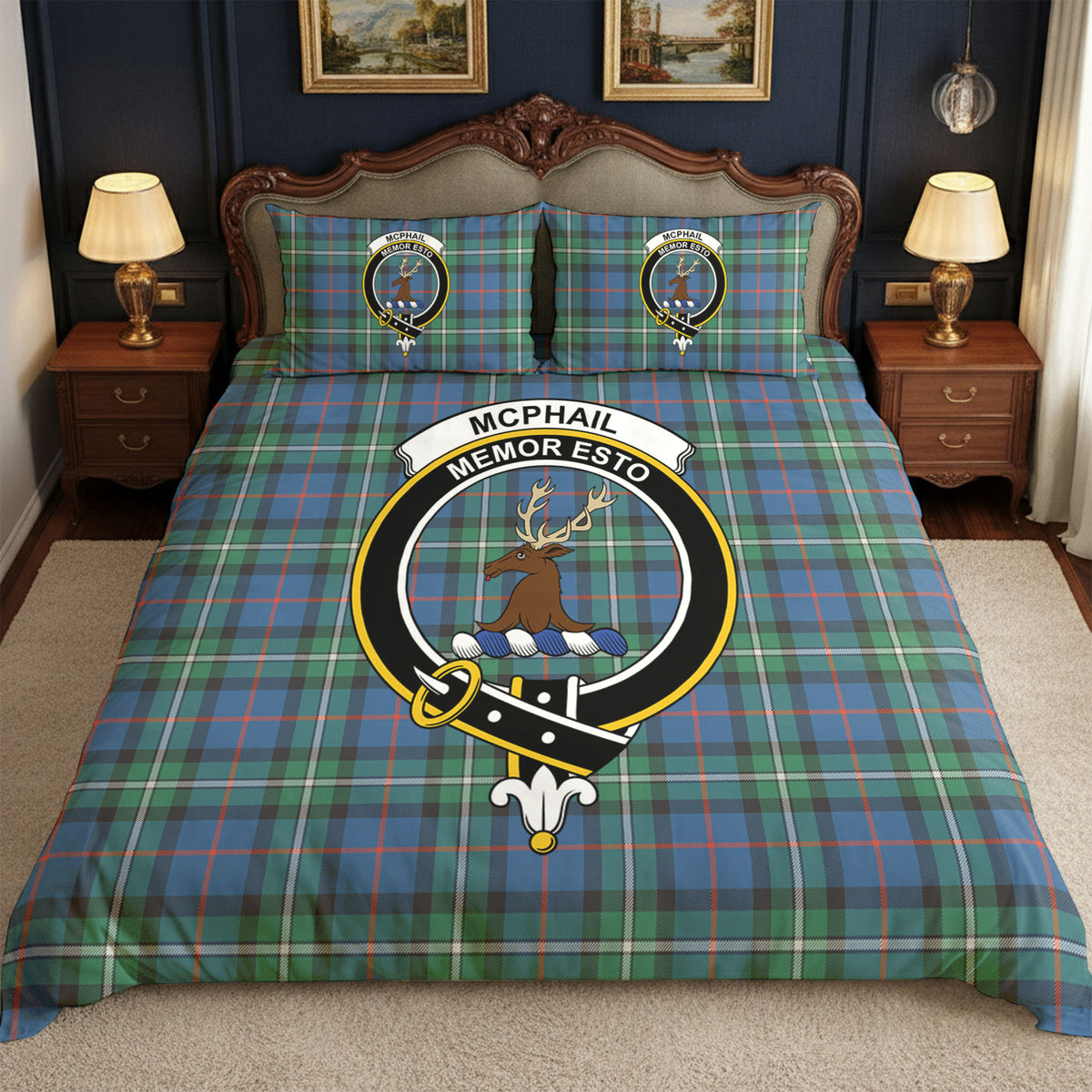 McPhail Hunting Ancient Tartan Crest Bedding Set