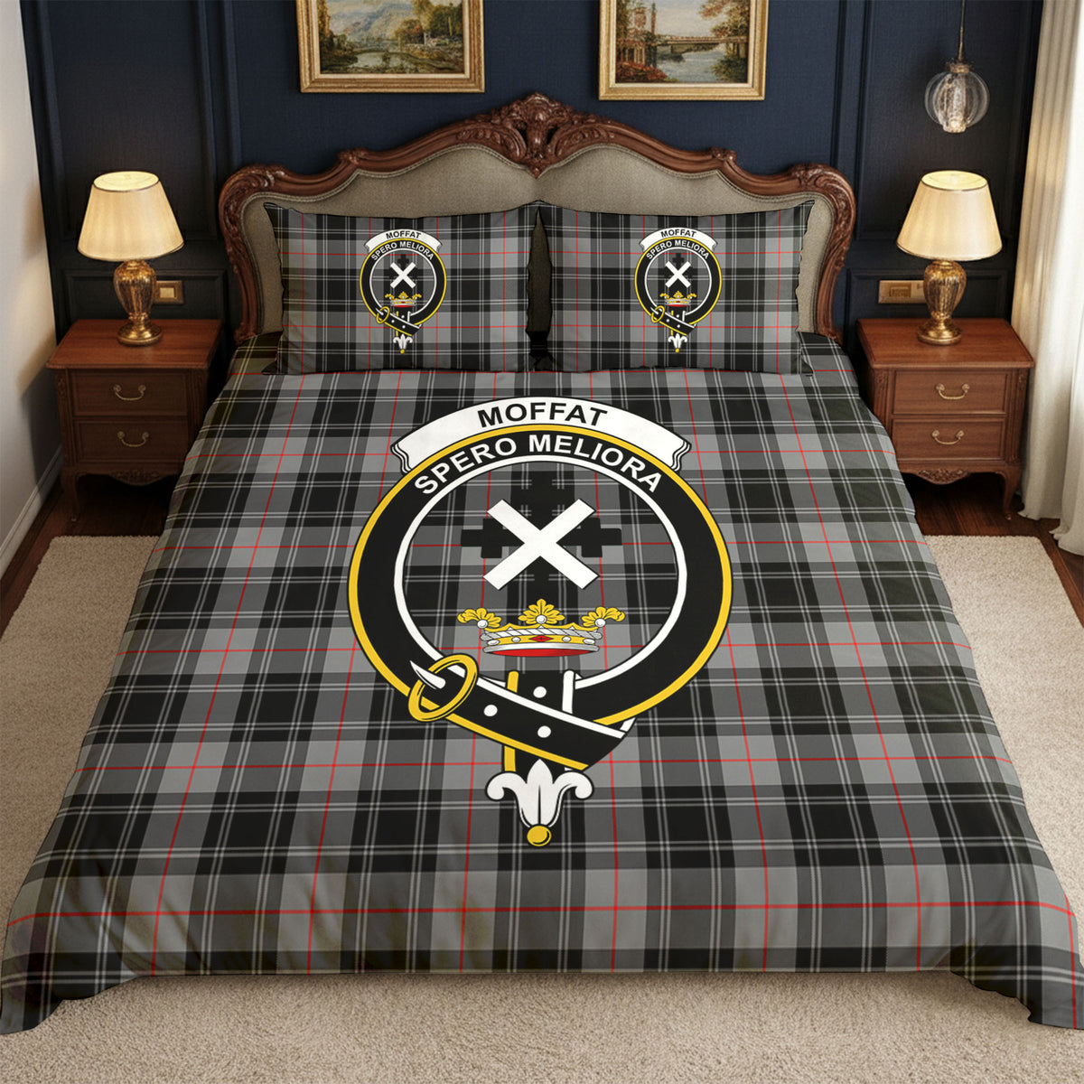 Moffat Modern Tartan Crest Bedding Set