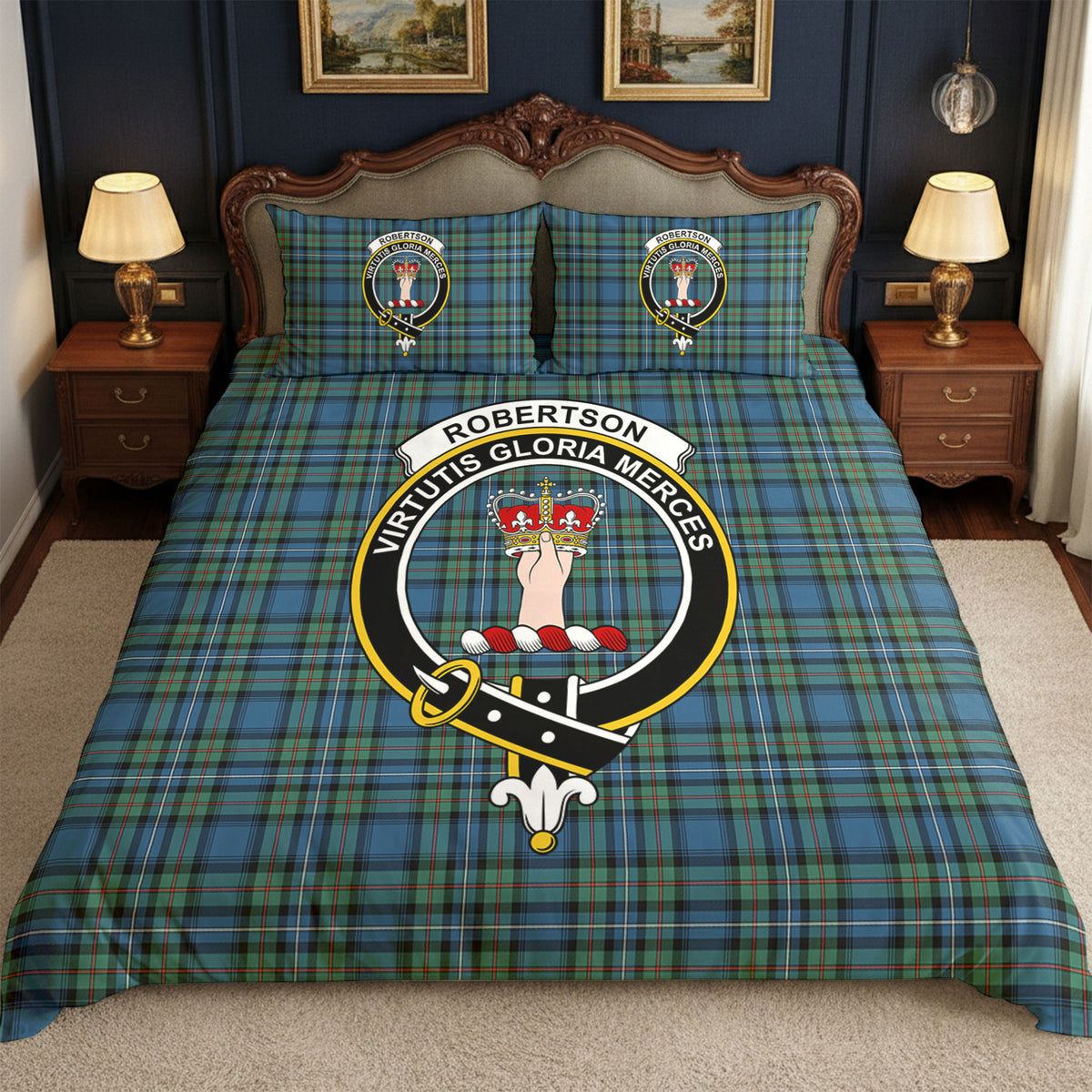 Robertson Hunting Ancient Tartan Crest Bedding Set