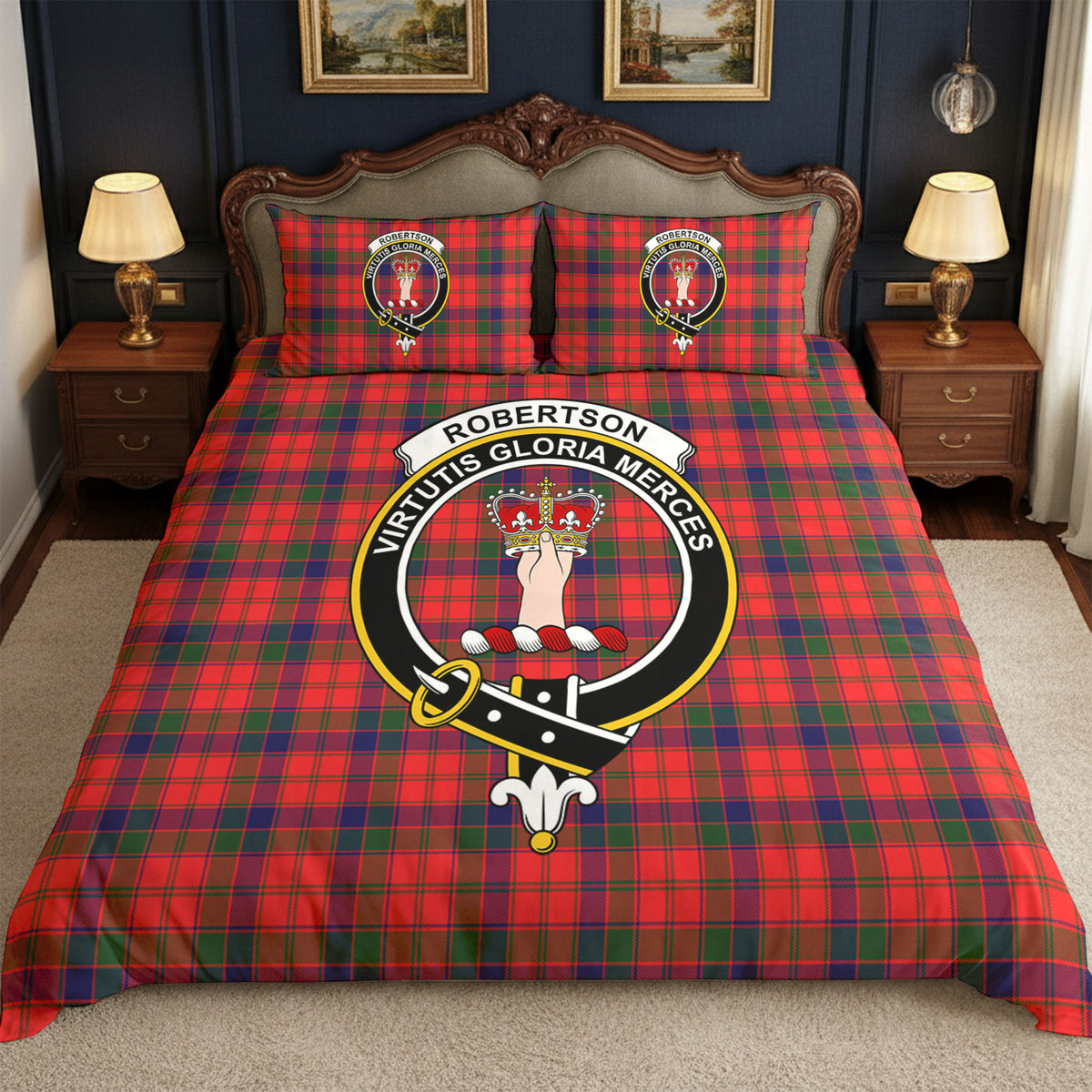 Robertson Modern Tartan Crest Bedding Set
