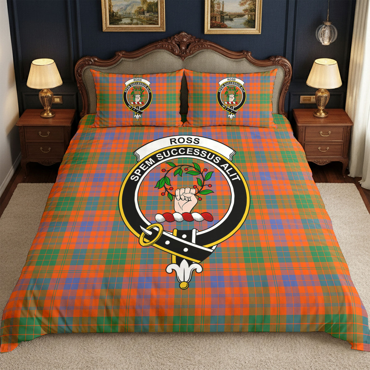 Ross Ancient Tartan Crest Bedding Set