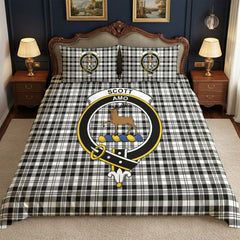 Scott Black & White Modern Tartan Crest Bedding Set