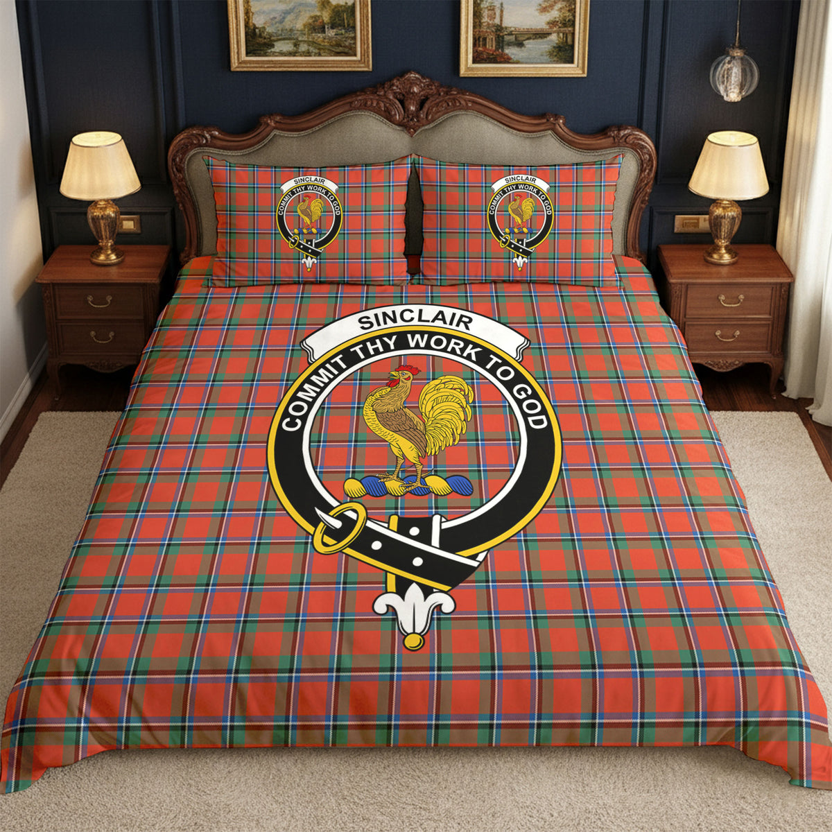 Sinclair Ancient Tartan Crest Bedding Set