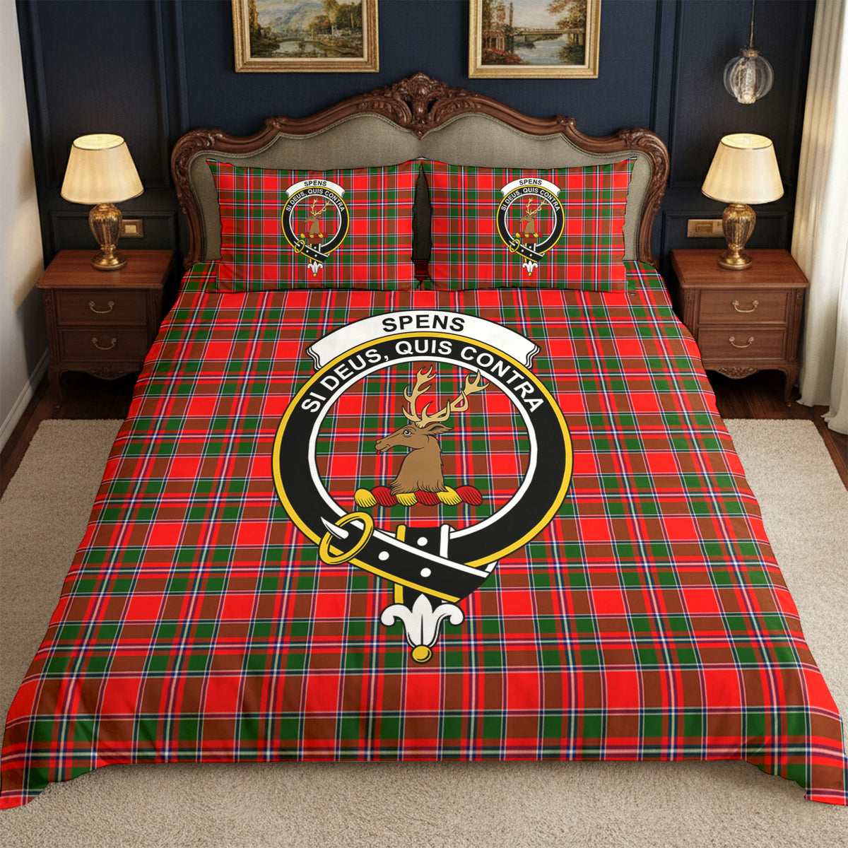 Spens (or Spence) Tartan Crest Bedding Set