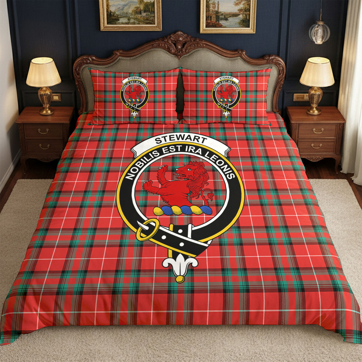 Stewart (Stuart) of Bute Tartan Crest Bedding Set