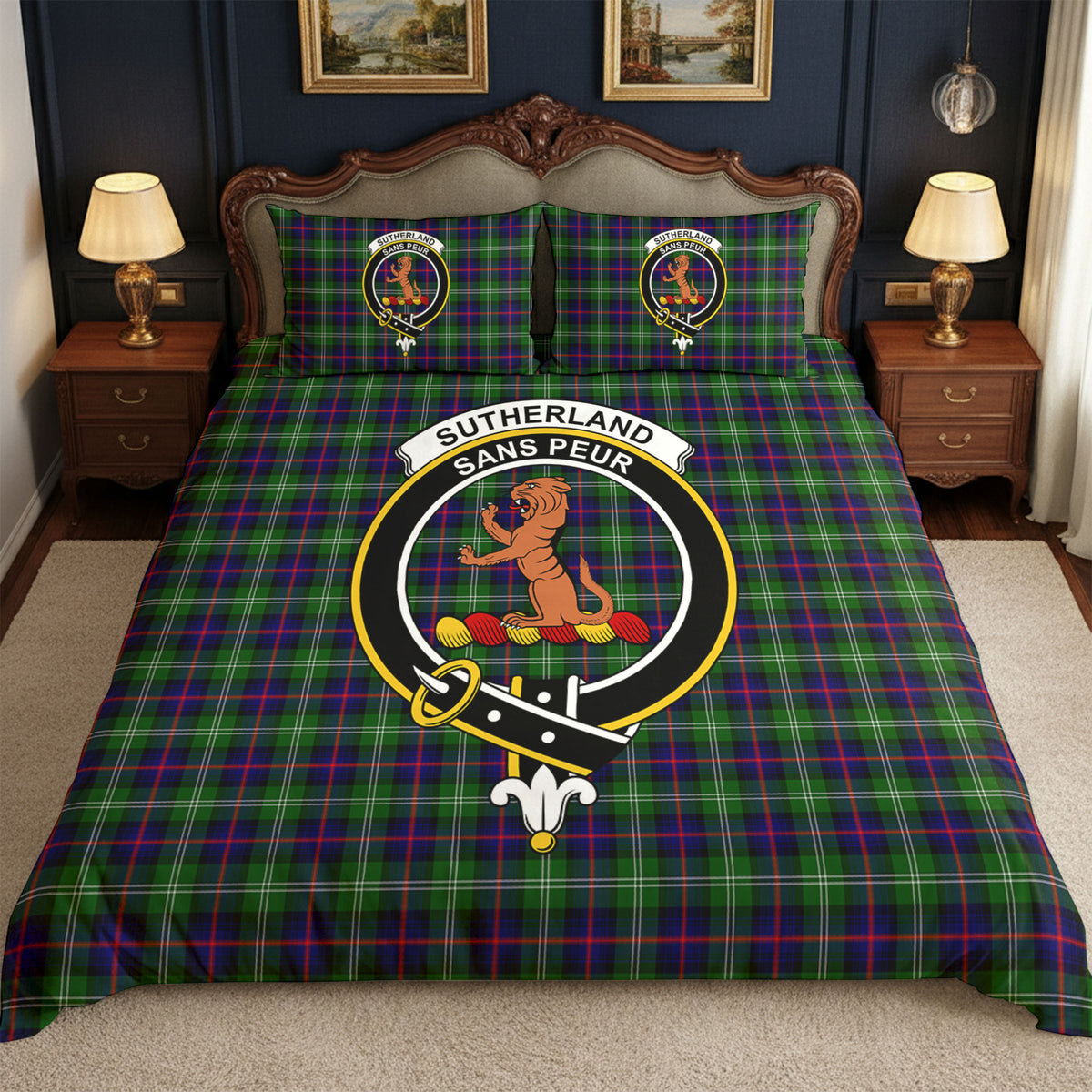 Sutherland Modern Tartan Crest Bedding Set
