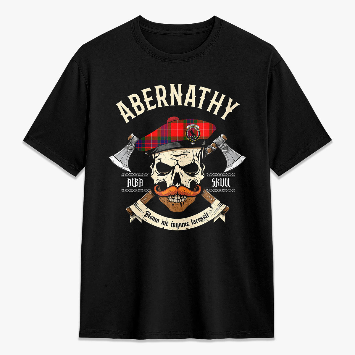 Abernathy Tartan Crest 2D T-shirt - Alba Skull Style