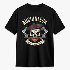 Auchinleck Tartan Crest 2D T-shirt - Alba Skull Style