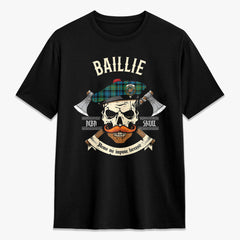 Baillie Ancient Tartan Crest 2D T-shirt - Alba Skull Style