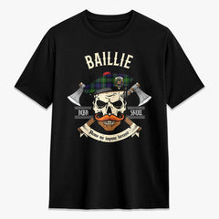 Baillie Tartan Crest 2D T-shirt - Alba Skull Style