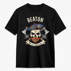 Beaton Ancient Tartan Crest 2D T-shirt - Alba Skull Style