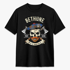 Bethune Ancient Tartan Crest 2D T-shirt - Alba Skull Style