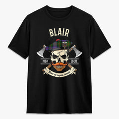 Blair Modern Tartan Crest 2D T-shirt - Alba Skull Style