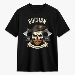 Buchan Ancient Tartan Crest 2D T-shirt - Alba Skull Style