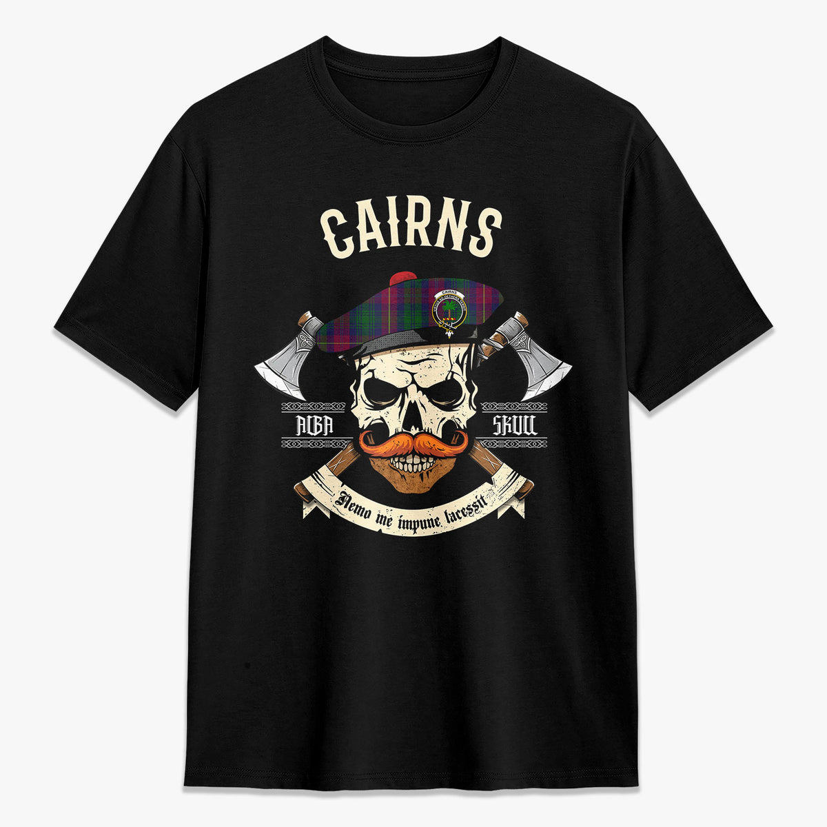 Cairns Tartan Crest 2D T-shirt - Alba Skull Style